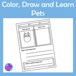 Color Draw and Learn Pets Doodle Activity pages